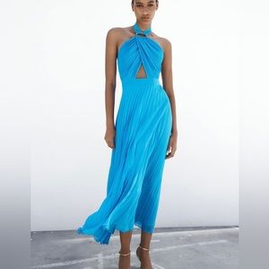 Blue pleated Zara dress
